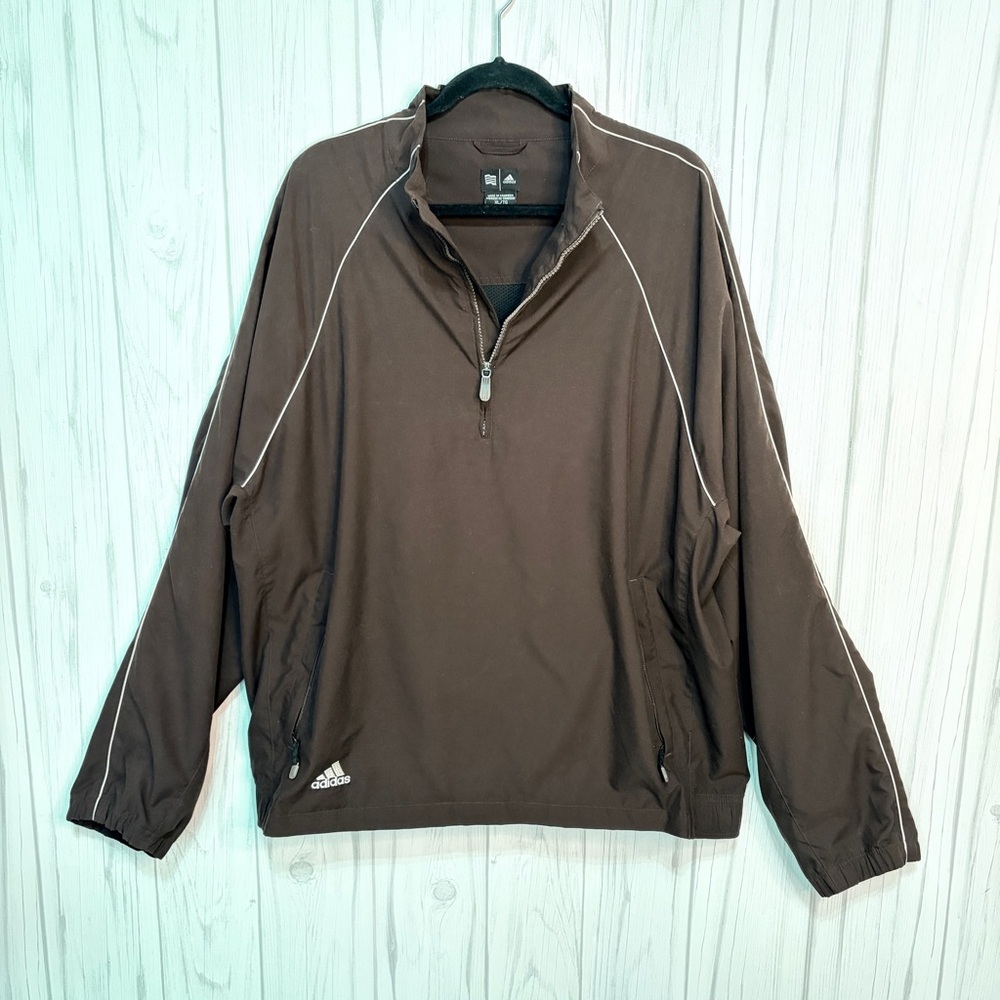 ADIDAS Men’s Y2K Dark Brown 1/4-Zip ClimaProof Windbreaker Jacket,‎ XL